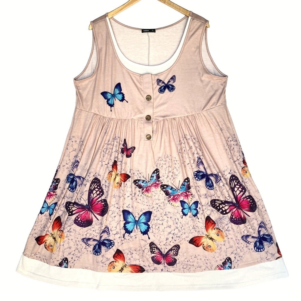 Vtg Butterfly Bratzcore Babydoll Layered Hekka Dress Womens XL Y2k 2000s